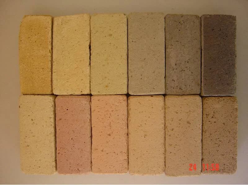 Timbercrete blocks in various earth tones