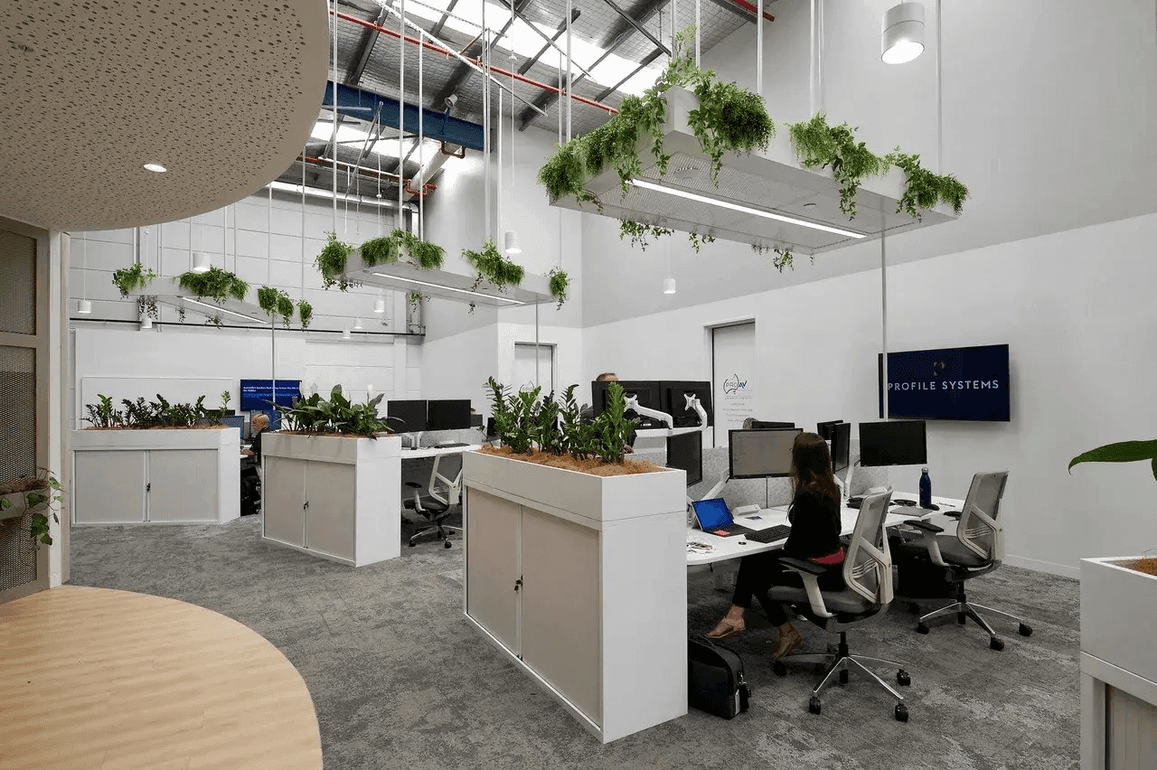 Ergonomic office furniture with adjustable desks and comfortable chairs