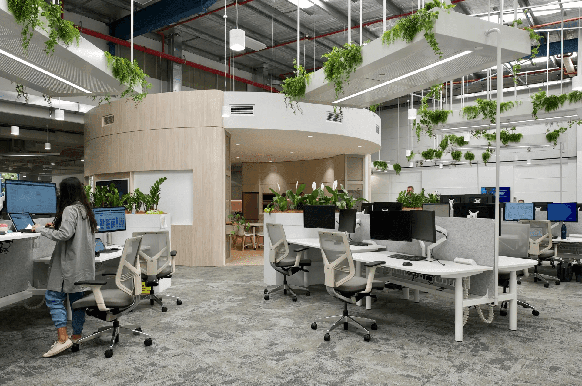 Large corporate office fitout with departmental zoning and collaborative areas